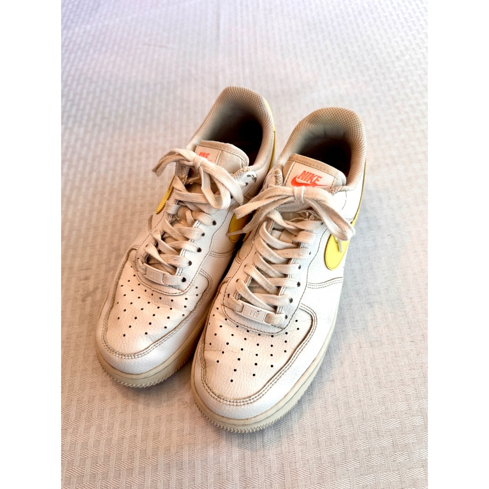 Nike Air Force 1 Low Womens 9 White Yellow Sneakers 315115-160 AF1 Low Top